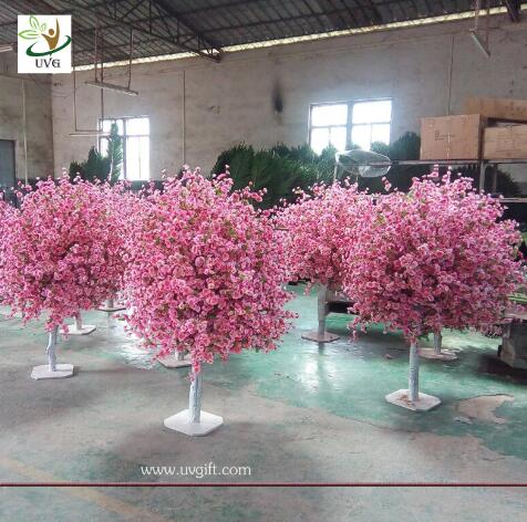 UVG wholesale table centerpiece pink wooden small artificial peach blossom trees for sale