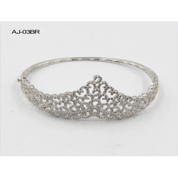 CZ 925 Sterling Silver Bangles Bracelet Triangle Crown