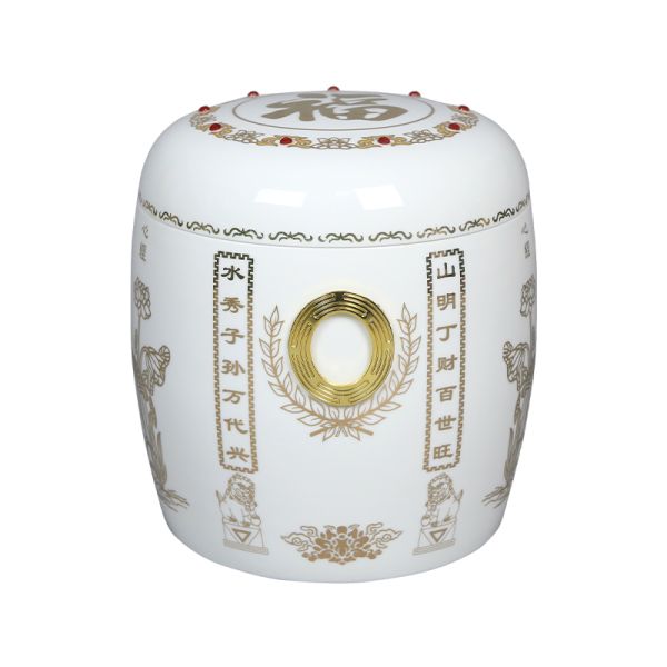 Ceramic Adult Urns White Gold Traditional Style OEM Wholesale