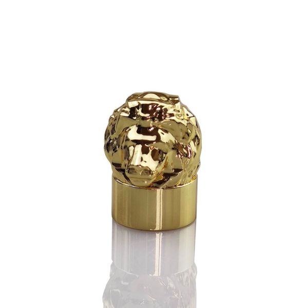 Gold Decorative Zinc Alloy Lion Head Perfume Bottle Cap For Cologne Package