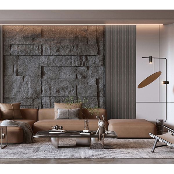 Wood Color Saudi Arabia Fluted Interior PS Wall Panel For Interior Decoration