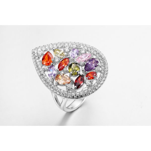 4.52g Pear Shaped Cubic Zirconia Ring  Sterling Silver Ring ODM