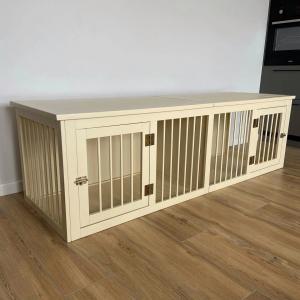 China Double Door Wood Dog Kennel Furniture Wooden Dog Crate Bed Sustainable on sale