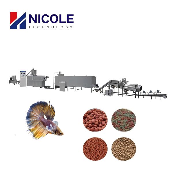 Industrial Floating Dry Fish Feed Pellet Machine Twin Screw Extrusion 380V / 50Hz