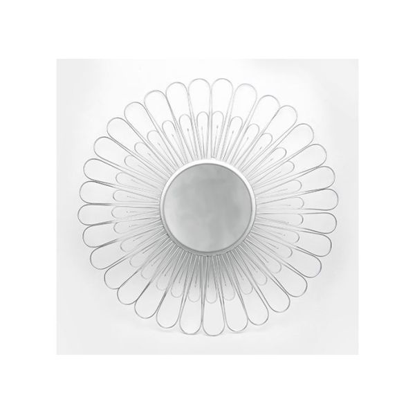 Floral Wall Art Mirror Silver Layered Metal Frame Mirrored Wall Decor