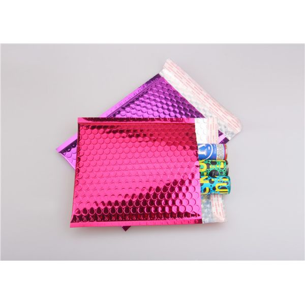Pink Metallic Bubble Mailers / Bubble Wrap Envelopes For Electronic Products