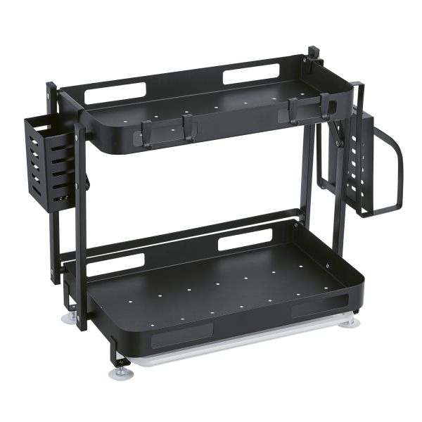 2 Tier Mesh Kitchen Storage Shelves Countertop Or Wall Mount Spice Rack Jars