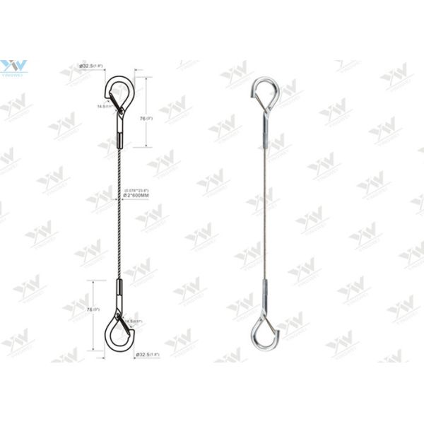 Ø 2.0 MM Wire Rope Sling Spring Loaded Hooks End Stainless Steel Wire Tracers