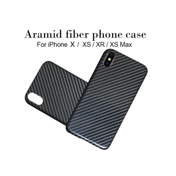 Fall Proof Black Glossy Finish Aramid Fiber Phone Case For iPhone X