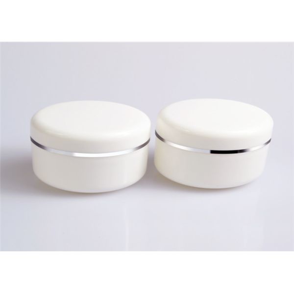 Cosmetic 250g Face Cream Containers Silver Edge White Pp Plastic Makeup Jars