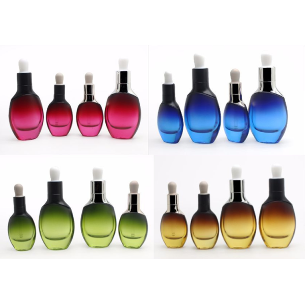 Unique Shaped 15ml 30ml Amber Glass Dropper Bottles For Essential Oil , Cosmetic Serum