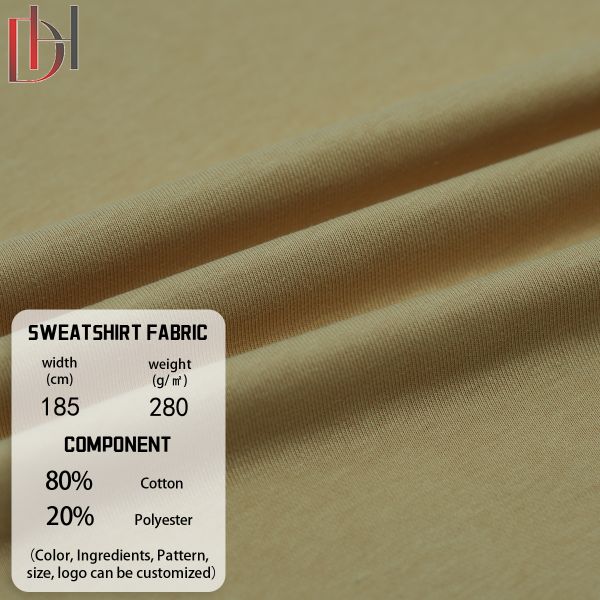 Breathable Moisture Absorbent Polyester Cotton Fabric 280GSM French Terry Jersey Fabric