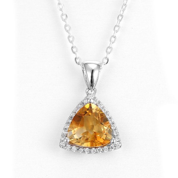 10mm 925 Silver Gemstone Pendant Yellow Triangle Citrine November Birthstone Charms