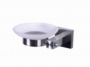 Cheap Wall-Mounted Glass Soap Dishes Bathroom Hardware Collections , Stainless Steel Bracket for sale