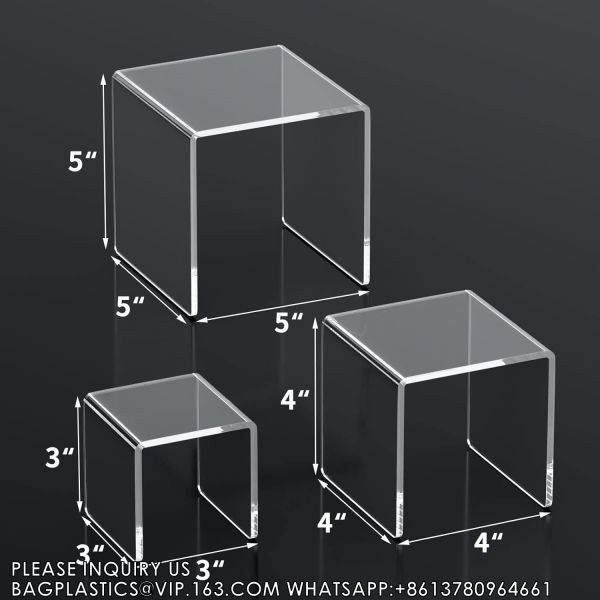 Acrylic Display Boxes Clear Cube Riser Transparent Display Cases For Collectibles 5 Sided Acrylic Cube Organizer
