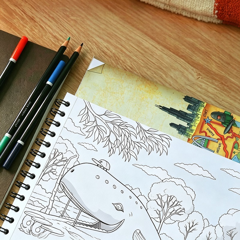 Custom Illustrated Travel Coloring Book Perforated Tear‑Out Pages
