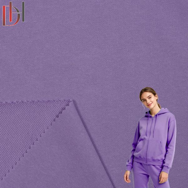 Organic Tricot Knitted Fabric 280GSM Breathable Winter Cotton Polyester Shirt Fabric