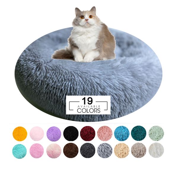 Comfortable Macaron Big Round Fluffy Dog Bed 24 Inch Pet Dog Floor Cushion OEM