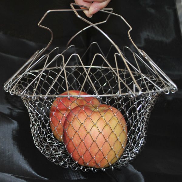 Metal 201 304 Stainless Steel Fry Basket / Chip Pan Basket 220mm Diameter