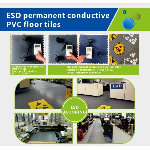 Conductive ESD Floor Tiles Interlocking Anti Static PVC Tiles