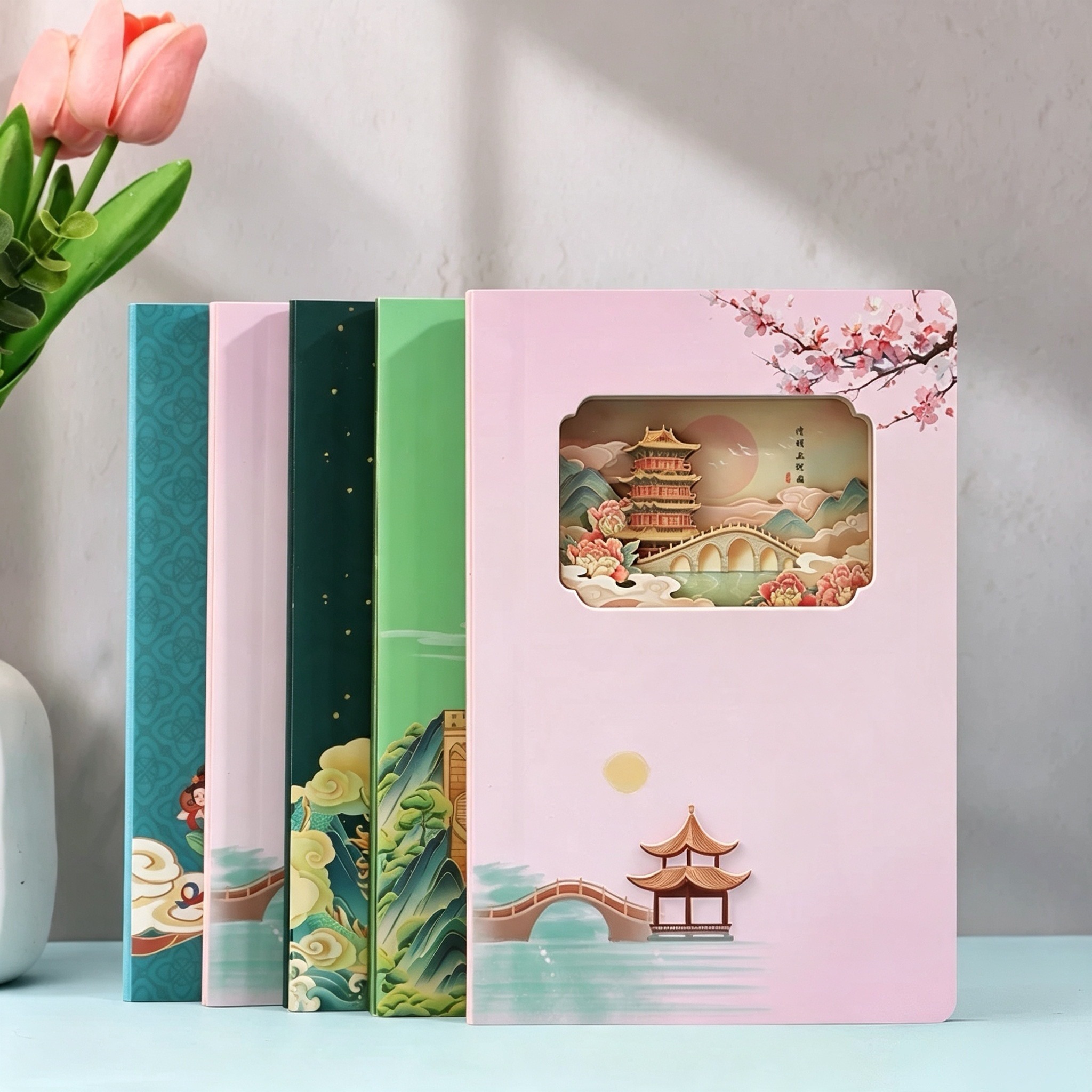 Hardcover 3D Laser Cut Paper Carving Notebooks For Cultural Souvenirs