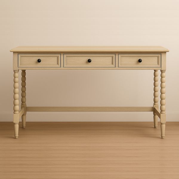Vintage Spindle-Leg Writing Desk with Triple Storage Drawers and 125 * 52 * 77 cm Dimensions