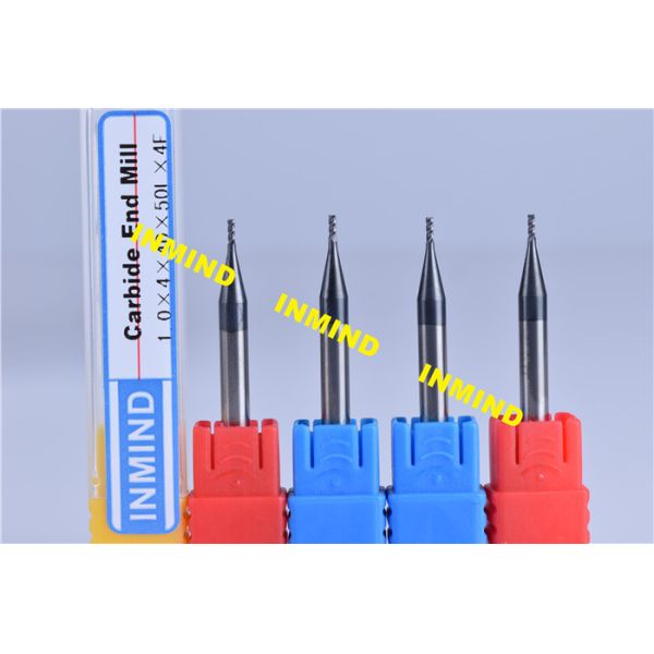 Carbide 0.2 mm Micro Milling Cutters , 2 Flute TiSiN Coating Milling Machine Cutters