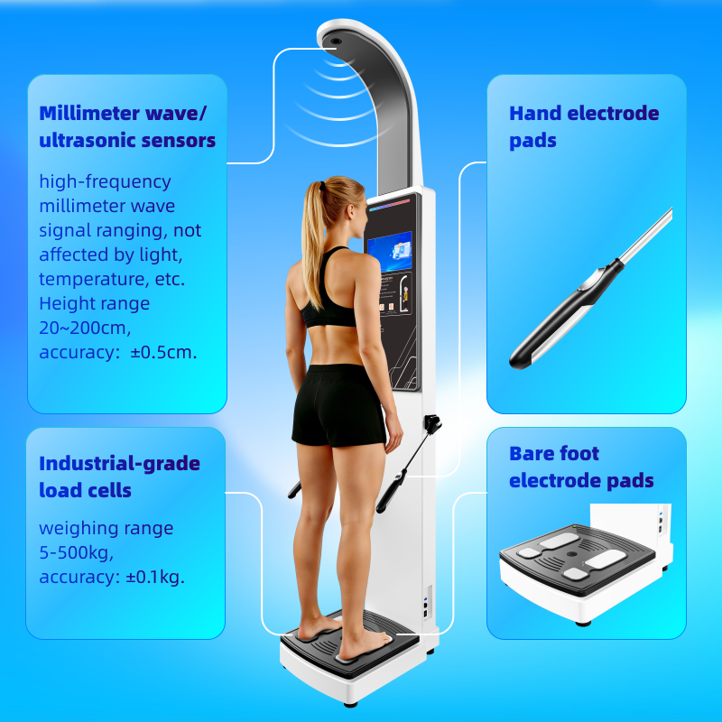 Smart Height Weight 3D Body Composition Analyzer Scale High Accuracy Commercial Use AI Technology