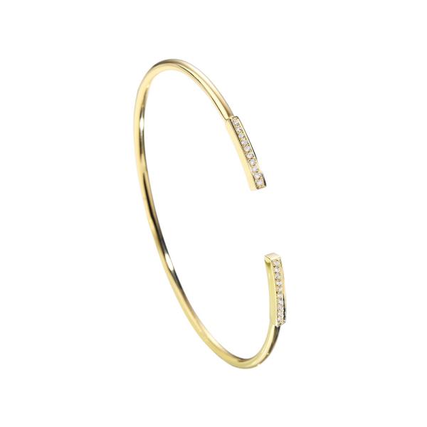 0.12ct 18K Gold Diamond Bangle 4.0g Open Circle Bangle Set