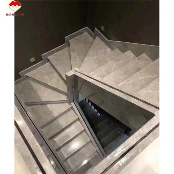 15 18mm Grey Marble Spiral Staircase Treads for Modern Homes and Easy Installation