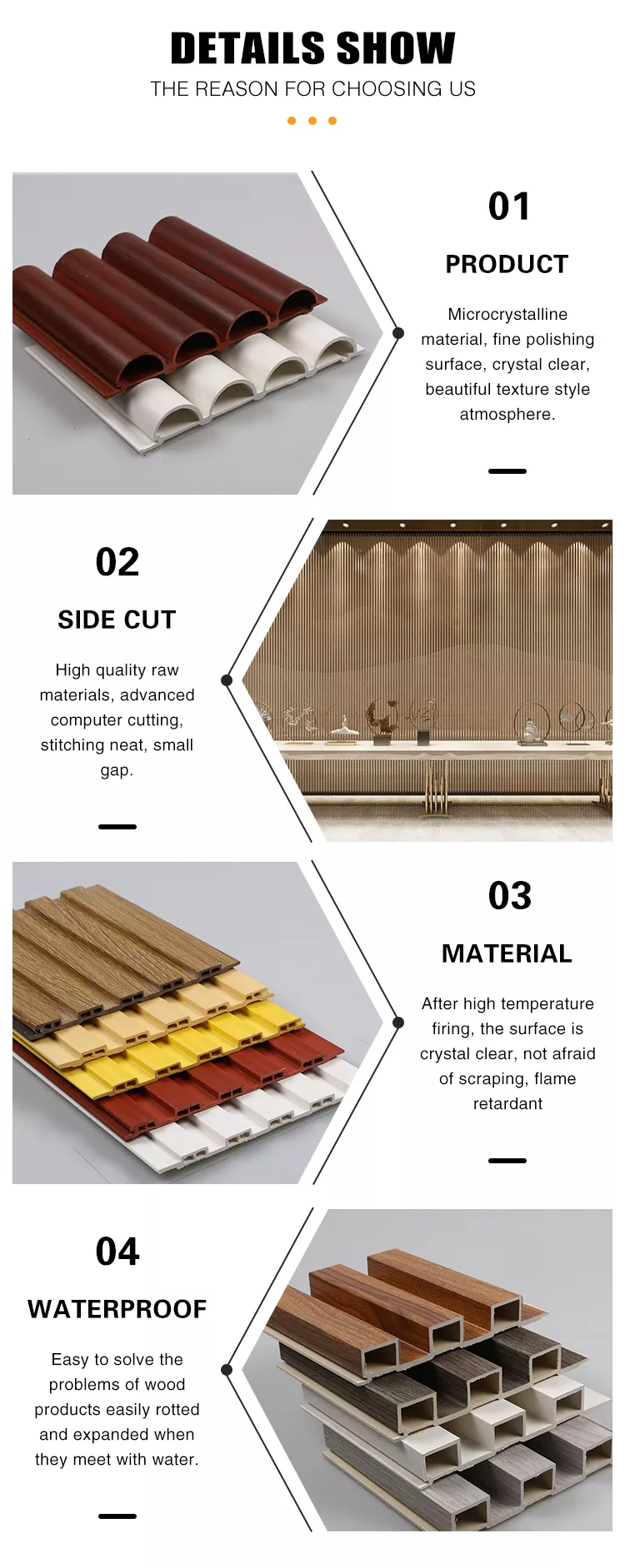 Interior WPC Decorative Wall Panels Easy Install Modern Design Hotel Office