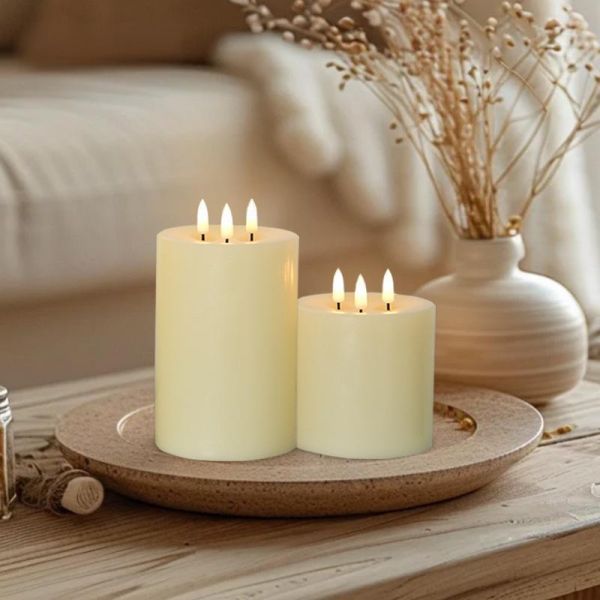 Table Candle  Lights Decor Remote Control Paraffin Bullet 3-Wick LED Candle  for Home Wedding Decorations Christmas Halloween