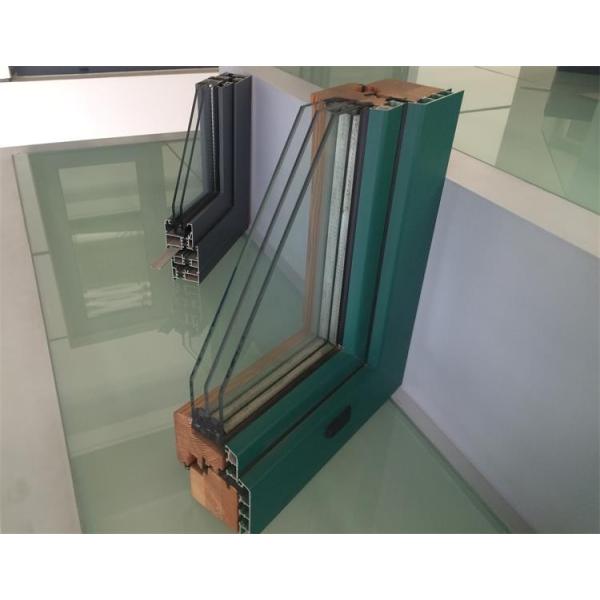 Extruded Aluminium Window Profiles / Green Color Three Layers Glass Combined Windows