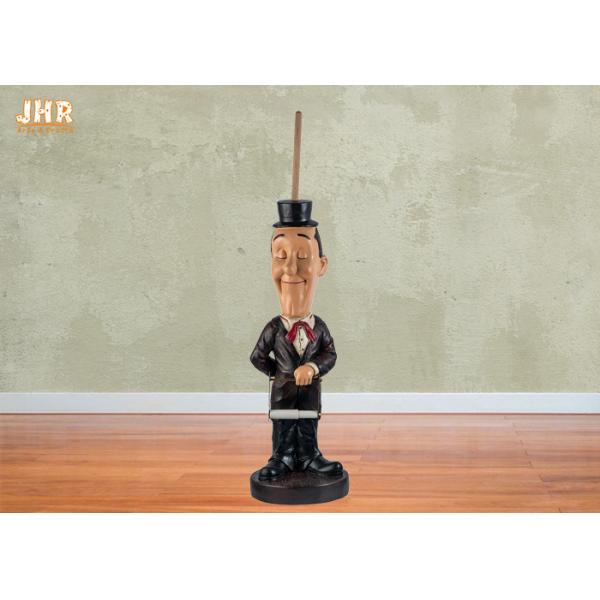 Polyresin Statues Decorative Resin Butler Sculpture Toilet Paper Holder Floor Decor