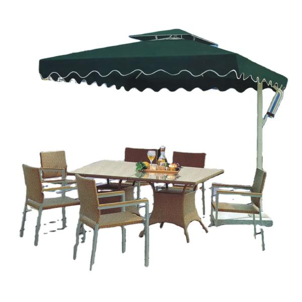 6 Piece patio furniture arm chairs outdoor furniture plastic wood handrail dining set with table garden furniture---8080