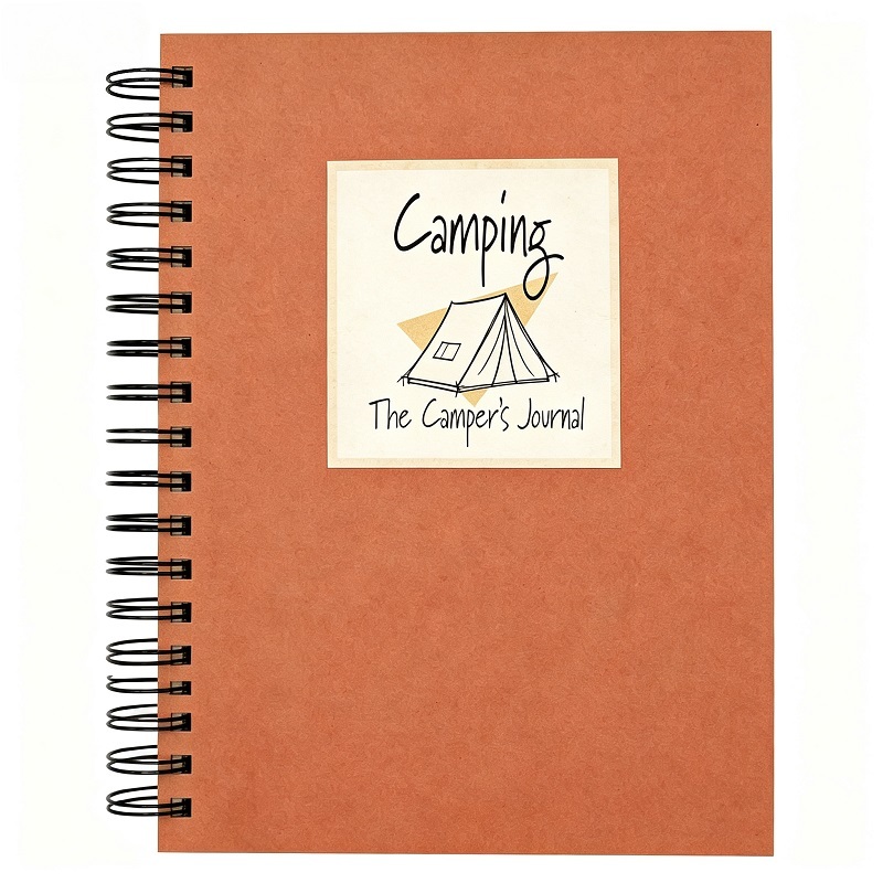 Camping Trip Log Book With Wire-O Binding And Kraft Paper Cover For Campers