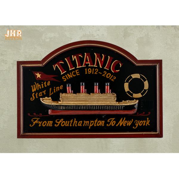 Decorative Wood Wall Decor Memorial Titanic Wall Plaques Wooden Pub Sign Resin Ship