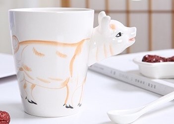 Hand Painted 11 Oz Pig 450ml 3D Ceramic Mugs