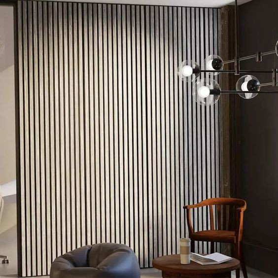Flavorless Nontoxic Wood Veneer Wall Panels , Practical Wood Slat Panels Interior