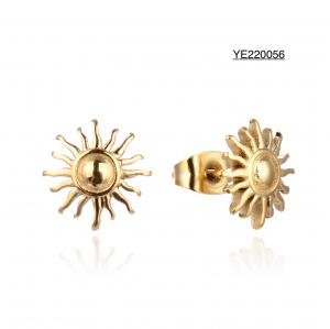 Cheap Hypoallergenic Ancient Greek Sun Drop Earrings K Gold Stainless Steel Ear Studs for sale