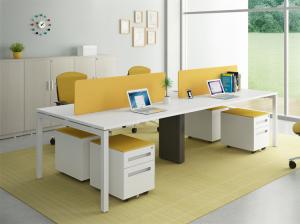 Cheap White Desk Top 4 Seat Office Workstation Size W2400mm D1200mm H750MM for sale