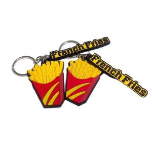 China Eco Friendly PVC Key Chain American/Paris Souvenir Crafts French Fries Shaped 3D Embossed on sale