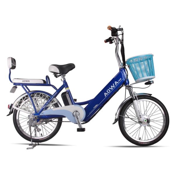 24'' Aluminum Rims Lithium Single Speed City Bike Blue Pedal Assist Electric