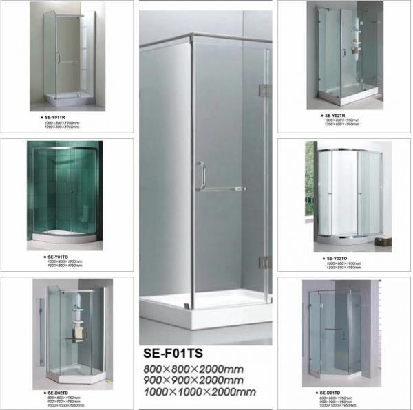 Clear Glass Hinged Door Shower Enclosures Corner Shower Doors with Square Tray