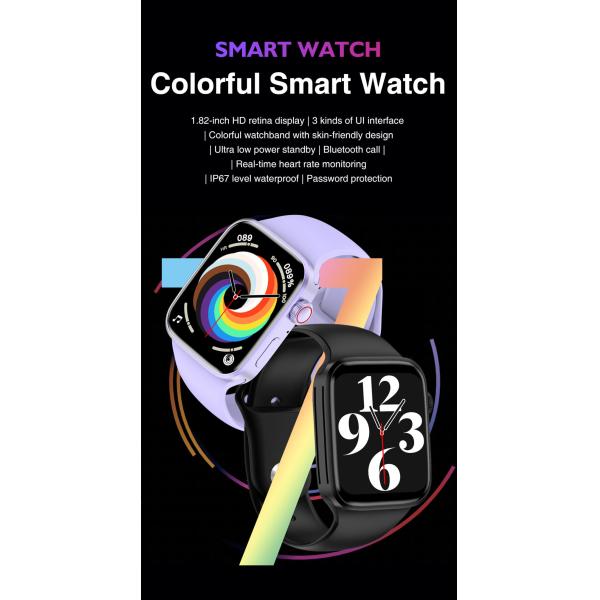 Wireless IP68 Square Shape Smartwatch Fitness Heart Rate Tracker