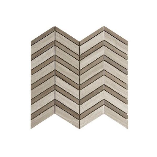 Natural Stone Basket Weave Tile , Polished White Grey Stone Mosaic Tiles