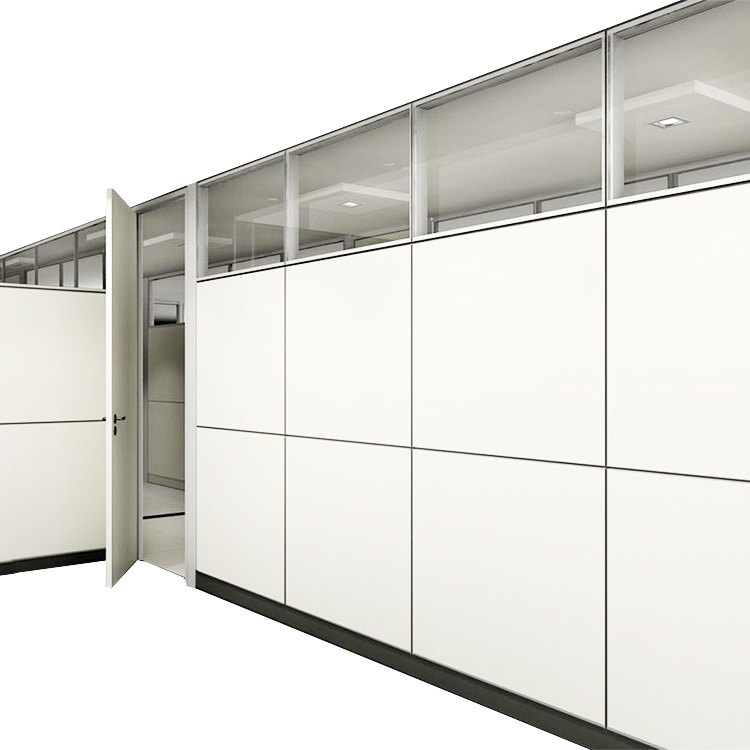 Half Glass Wall Partition Top Wooden Bottom Office Wall Partition