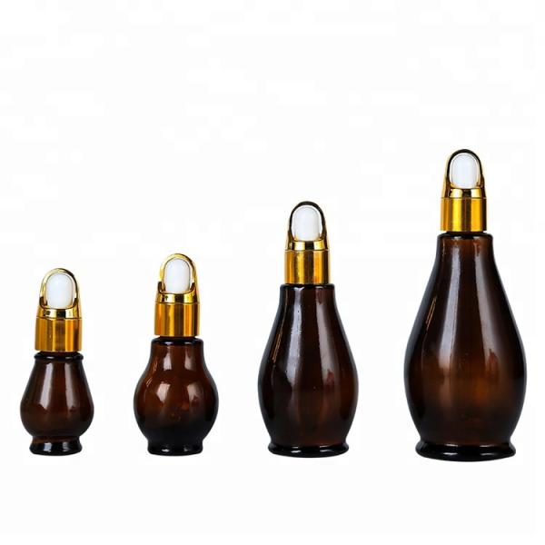 50ml Custom Label Mini Dropper Bottles , Gourd Shape Refillable Glass Jar With Dropper
