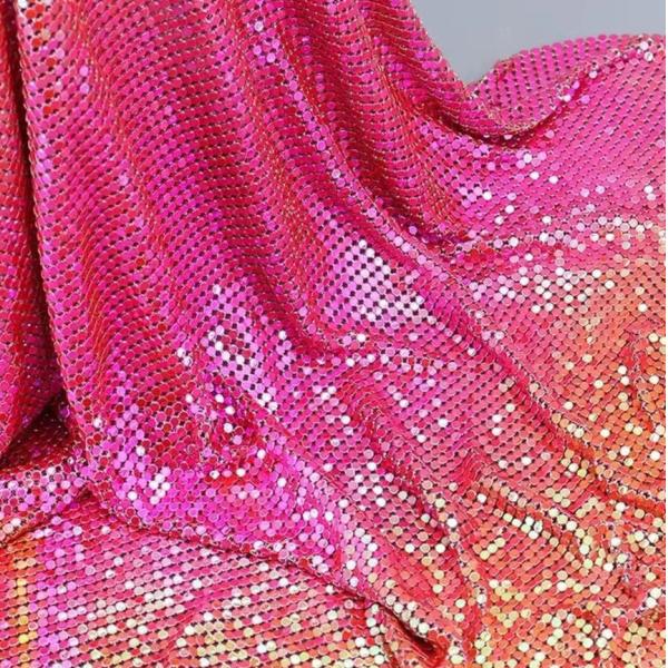 Sparkling Shiny 2-7mm Metal Sequin Mesh Fabric Round For Decoration