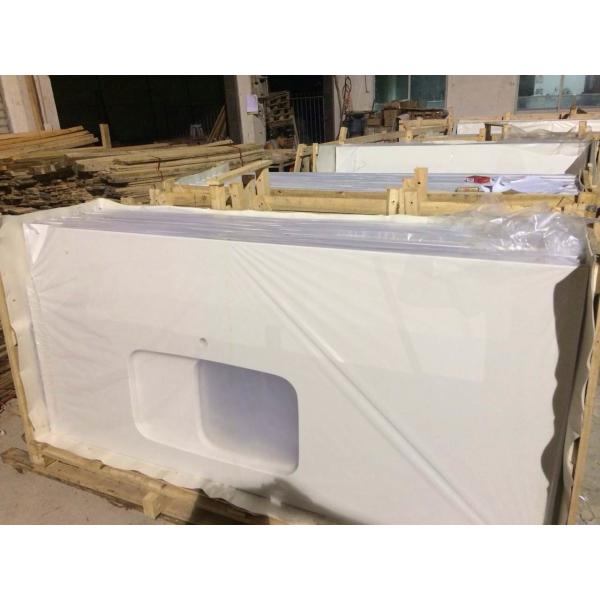 Smooth Quartz Bathroom Vanity Tops 0.75 / 1.25 Thickness Single Hole